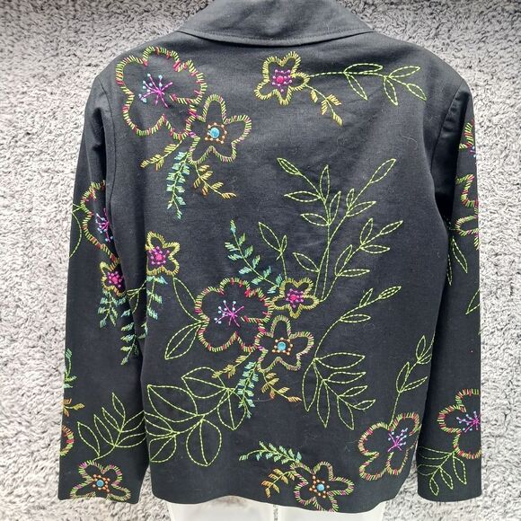 Mark Singer Software Women's Small Shacket/ Jacket. Embroidered Flowers/ Black.. - Picture 11 of 14
